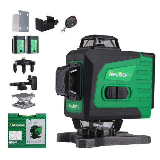 NEWBEAT 16-Line 3D Laser Level Tool, 360° Horizontal/Vertical Lines, Auto-Leveling with Tilt Alarm, Remote Control - Ideal for Construction, Ceiling, Tile & Renovation
