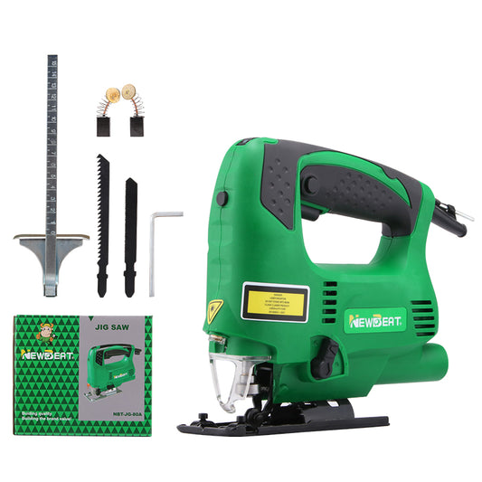 NEWBEAT 550W Jigsaw for Wood & Metal, Variable Speed Electric Jig Saw (0-3000 SPM), 80mm Wood / 55mm Iron Cutting, Power Tool Kit with Blades & Accessories