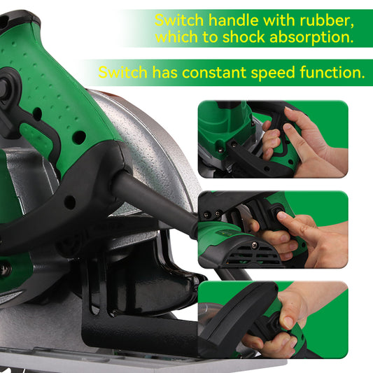 NEWBEAT 1450W Electric Circular Saw, 185mm Blade, 4500RPM, Adjustable 45°/90° Bevel Angle, Lightweight 4.1kg Aluminum Base, Ideal for Wood Cutting